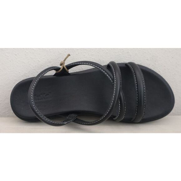 OluKai 20515-4040 Women's Sz 8W Black Leather Tiare Strappy Slip-On Sandals - Picture 6 of 16